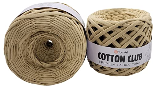 2 Stück Ballen Textilgarn Ilkadim Export Cotton Club (ca. 620 Gramm), T-Shirt Garn, 2 x ca. 110m Lauflänge, Stoffgarn (beige 7311) von Ilkadim Export