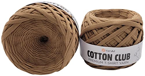 2 Stück Ballen Textilgarn Ilkadim Export Cotton Club (ca. 620 Gramm), T-Shirt Garn, 2 x ca. 110m Lauflänge, Stoffgarn (braun 7307) von Ilkadim Export