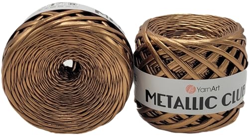 2 x 180g YarnArt Metallic Club Garn, Polyester-Garn, 110m Lauflänge, Makrameegarn (bronze 8108) von Ilkadim Export