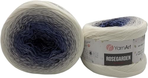 2 x 250g Ilkadim Export Rosegarden, 500 Gramm Bobbel Wolle Farbverlauf, 100% Baumwolle, Bobble Strickwolle Mehrfarbig (blau weiss 306) von Ilkadim Export