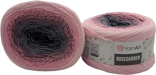 2 x 250g Ilkadim Export Rosegarden, 500 Gramm Bobbel Wolle Farbverlauf, 100% Baumwolle, Bobble Strickwolle Mehrfarbig (grau rosa 313) von Ilkadim Export