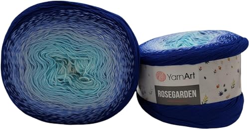 2 x 250g Ilkadim Export Rosegarden, 500 Gramm Bobbel Wolle Farbverlauf, 100% Baumwolle, Bobble Strickwolle Mehrfarbig (türkis blau 318) von Ilkadim Export