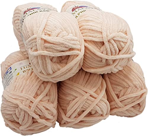 Ilkadim Export 5 x 100 Gramm Himalaya Dolphin Strickwolle, Babywolle einfarbig, 500 Gramm Wolle Strickgarn Super Bulky (blush 80353) von Ilkadim Export