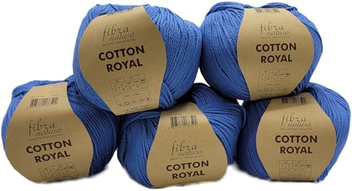 5 x 100 Gramm Ilkadim Export Cotton Royal Baumwollgarn, 500g Strickwolle, Strickgarn 100% Baumwolle einfarbig (blau 18-706) von Ilkadim Export