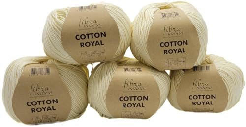 5 x 100 Gramm Ilkadim Export Cotton Royal Baumwollgarn, 500g Strickwolle, Strickgarn 100% Baumwolle einfarbig (creme 18-702) von Ilkadim Export