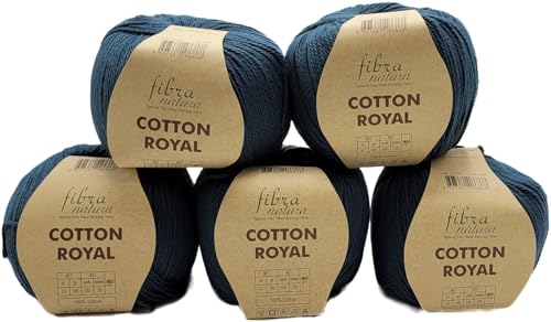 5 x 100 Gramm Ilkadim Export Cotton Royal Baumwollgarn, 500g Strickwolle, Strickgarn 100% Baumwolle einfarbig (petrol dunkel 18-732) von Ilkadim Export