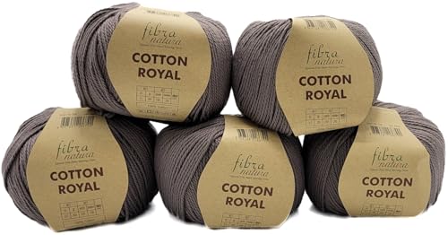 5 x 100 Gramm Ilkadim Export Cotton Royal Baumwollgarn, 500g Strickwolle, Strickgarn 100% Baumwolle einfarbig (taupe 18-725) von Ilkadim Export