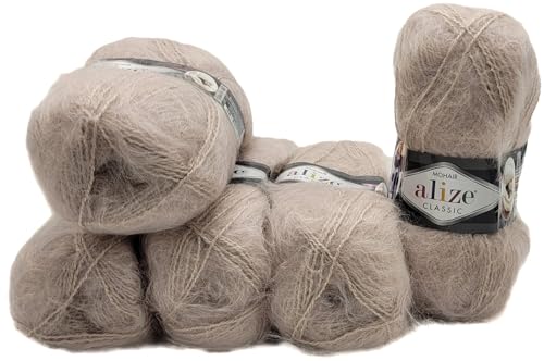 500 Gramm Ilkadim Export Mohair Classic Strickwolle, 5 x 100 Gramm Strickgarn einfarbig mit 25% Mohair Wolle (natur 541) von Ilkadim Export