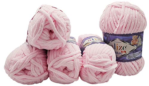 500 Gramm Ilkadim Export Velluto Strickwolle, Babywolle, 5 x 100 Gramm Wolle Super soft Bulky (rosa 31) von Ilkadim Export