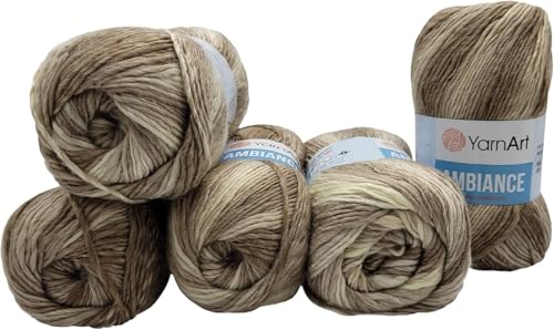 500 g Ilkadim Export Ambiance Strickwolle mehrfarbig mit Farbverlauf 5 x 100 Gramm Strickgarn mit 20% Wolle-Anteil (beige creme 161) von Ilkadim Export