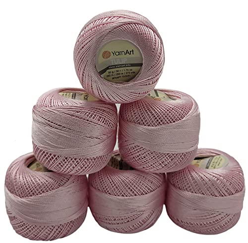 6 x 50 Gramm Ilkadim Export Tulip Seide Garn Mikrofaser, 300 Gramm Satin Garn glänzend, Filetgarn einfarbig (rosa 415) von Ilkadim Export