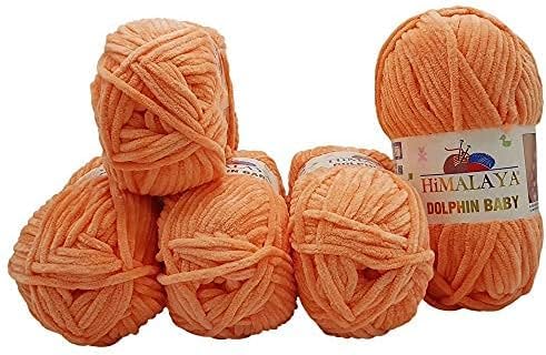 Ilkadim Export 5 x 100 Gramm Himalaya Dolphin Strickwolle, Babywolle einfarbig, 500 Gramm Wolle Strickgarn Super Bulky (apricot 80355) von Ilkadim Export