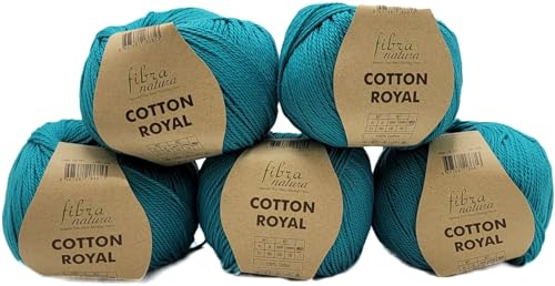 Ilkadim Export Cotton Royal 5 x 100 gr. Baumwolle Garn, 100% Baumwolle zum Stricken und Häkeln, 500 gramm Paket (smaragd 18-727) von Ilkadim Export