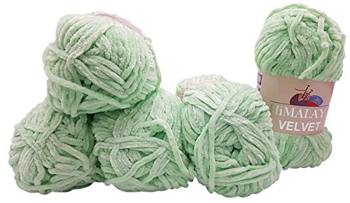 5 x 100 Gramm Himalaya Velvet Micro-Polyester Strickwolle, Babywolle samtig 500 Gramm Wolle (mint 90007) von Ilkadim