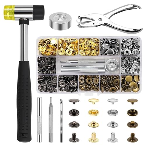 120 Sets 12,5 mm Verschlüsse, Metallknöpfe und Installationswerkzeuge für Jacken, Kleidung, Reparatur, Leder, Handwerk, Tasche von Illkjasfc