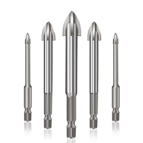 5 Stücke Schwarzer Kleidung Resistentes Robustes Sechskantgriff Für Kreuz Für Dreieckbohrer Sets Für Glas/Ziegel 3 Mm/4mm/5mm/6mm/7m von Illkjasfc