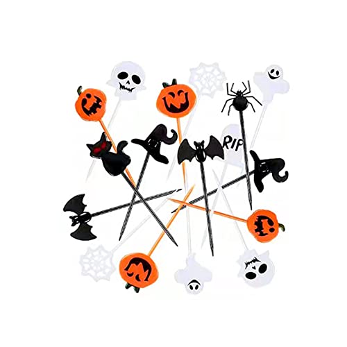 Halloween-Cupcake-Topper, Set mit 10 Zahnstäbchen, Ornament, Dekoration, Zubehör, Festival, Urlaub, Party, Hintergrund von Illkjasfc