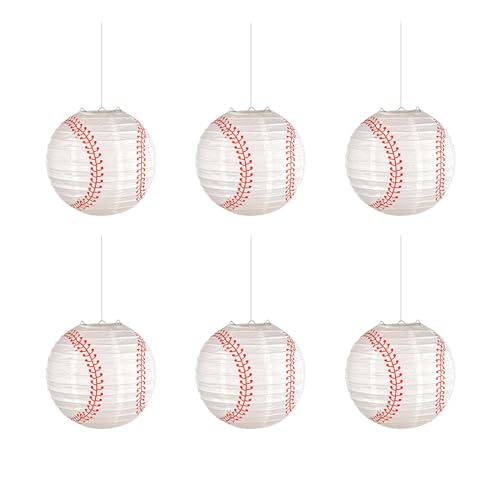 Illkjasfc 6 Stück Baseball-Papier-Lampenschirm, zarter Baseball-Papier-Lampenschirm, unverzichtbare Party-Baseball-Lampenschirm, Ornament von Illkjasfc