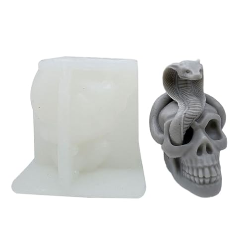 Illkjasfc Halloween-Silikonformen, 3D-Silikonformen, Schlange und Totenkopf, duftende Formen, Gießformen, Fondant, Kuchendekorationswerkzeug von Illkjasfc