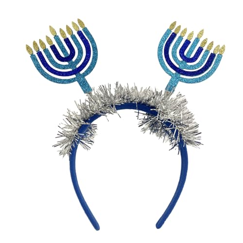 Illkjasfc Hanukkah-Stirnband, blaue Menora, Haarschmuck, Chanukah-Dekoration, festliches Partyzubehör, Foto-Requisiten für Kinder und Erwachsene von Illkjasfc