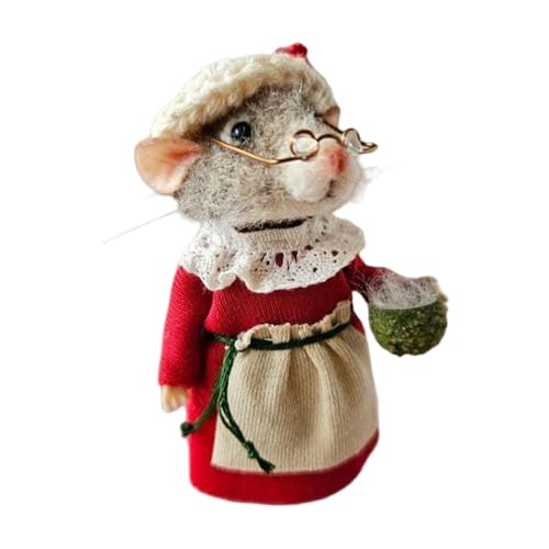 Illkjasfc Sammlerstück Kleine Maus Aus Nadelfilz Miniaturpuppen Mäuse Aus Wollfilz Figur Spielzeug Neujahr Weihnachtsdekoration von Illkjasfc