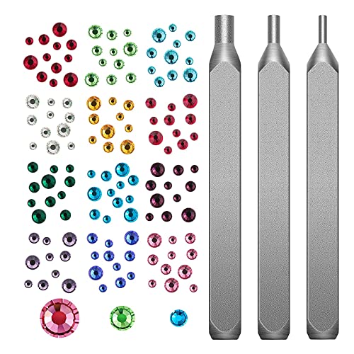 Metall-Stanzstanzer, 3 Stück, Schmuck-Metall-Stanzwerkzeug für 1,8 mm, 2,5 mm, 4 mm, 1500 x bunte Strasssteine von Illkjasfc