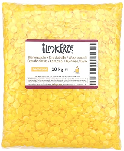 Ilmkerze® Bienenwachs Pastillen gelb 10 kg | Premium | ideal für Kerzen Teelichter Formkerzen Ziehkerzen Kerzengießen Bienenwachskerzen von Ilmkerze