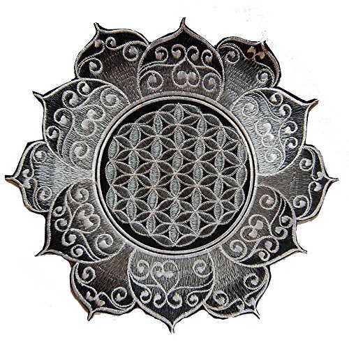 ImZauberwald Flower of Life patch - holy geometry (20cm, blacklight active, white celtic mandala) von ImZauberwald