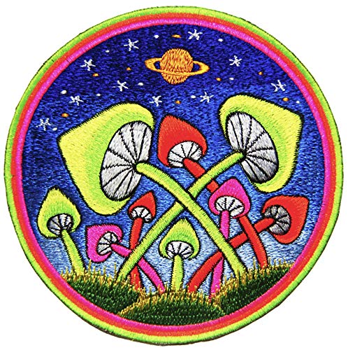 ImZauberwald UV Magic Mushroom Planet Patch Goa Aufnäher schwarzlicht aktiv psilos psychedelic zauberpilz von ImZauberwald