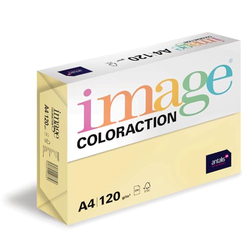 Image Coloraction Desert - farbiges Kopierpapier - DIN A4, 210 x 297 mm, 120 g/m² - buntes, holzfreies Druckerpapier für Kopierer - 250 Blatt - Gelb von Image Coloraction