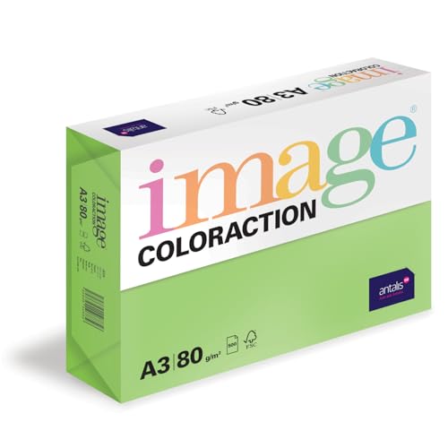 Image Coloraction Java - farbiges Kopierpapier - DIN A3, 297 x 420 mm, 80 g/m² - buntes, holzfreies Druckerpapier für Kopierer - 500 Blatt - Maigrün von Image Coloraction