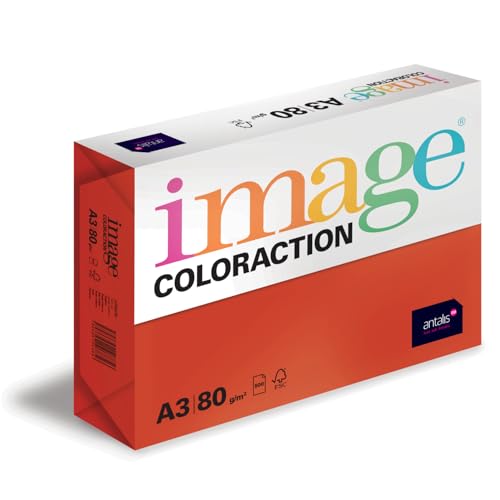 Image Coloraction London - farbiges Kopierpapier - DIN A3, 297 x 420 mm, 80 g/m² - buntes, holzfreies Druckerpapier für Kopierer - 500 Blatt - Ziegelrot von Image Coloraction