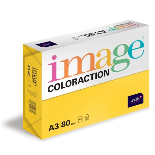 Image Coloraction Sevilla - farbiges Kopierpapier - DIN A3, 297 x 420 mm, 80 g/m² - buntes, holzfreies Druckerpapier für Kopierer - 500 Blatt - Sonnengelb Image Coloraction Sevilla - farbiges Kopierpapier - DIN A3, 297 x 420 mm, 80 g/m² - buntes, holzfreies Druckerpapier für Kopierer - 500 Blatt - Sonnengelb von IMAGE