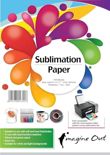 Imagine Out Sublimations-Wärmetransferpapier, 120 g, 100 A4-Blätter von Imagine Out