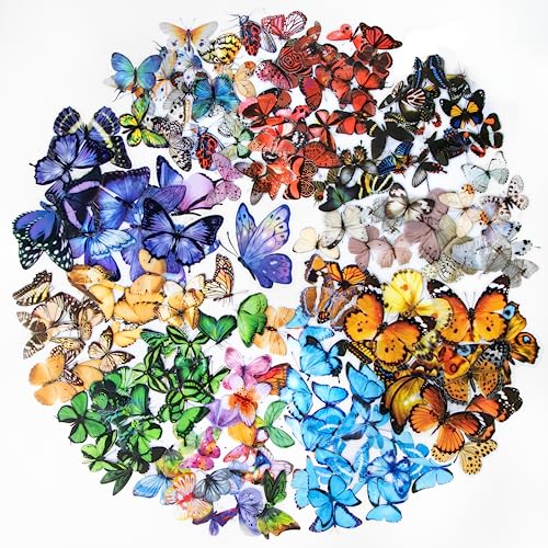 400 Stück transparente Schmetterlings-Aufkleber-Set, 10 Stile, bunte Schmetterlinge, Harzaufkleber für Scrapbooking, selbstklebende Schmetterlinge, Kartenherstellung, Handwerk Pr von Imeepa