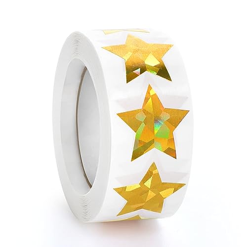 500 Stück holografische goldene Stern-Aufkleber, 2,5 cm, selbstklebende metallische Glitzer-Folienaufkleber, glitzernde Stern-Aufkleber, Belohnung, Verhaltenstabelle Etiketten für Kinder, Studenten von Imeepa