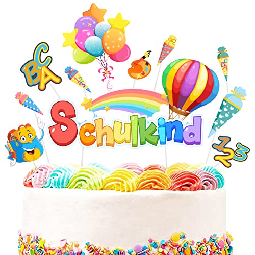 ImnBest Schulanfang Tortendeko, Tortendeko Einschulung - Cupcake Topper Dekorationen Kuchendeko Schulanfang, für Schulkind Junge Mädchen Geschenk und Tortendeko Schulanfang Party Deko. von ImnBest