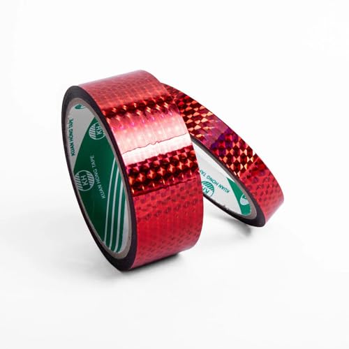 Imoumou 1 stück Laser Deko Klebeband Hologramm Klebeband Tape Dekoband für DIY Hula Hoop Gestaltung Dekoration Hochzeit Renovierung (Laserrot, 2.4cm*50m) von Imoumou