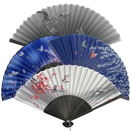 4 Stück Handfächer,Folding Fans mit Quaste,Fächer Hochzeit,Hand Fans,Faltfächer für Geschenke,Wand Dekoration von Impoditiongs