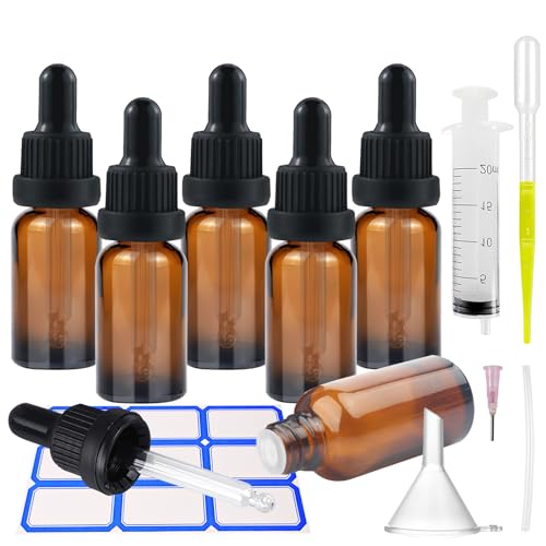 Impoditiongs 6 Stück 10ml Pipettenflasche, Apothekerflasche Braunglas mit Dropper Pipette Glas, Parfümöle,Aromatherapie, Liquid Dyes Aromatherapy Blends (Braun, 10ml) von Impoditiongs