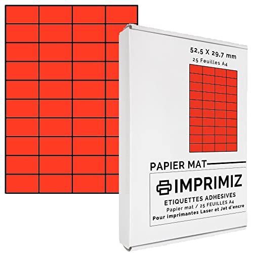 25 Blatt A4 / Papier matt - Farbe - Für Inkjet/Laser/Kopier Drucker - Etiketten farbig von Imprimiz