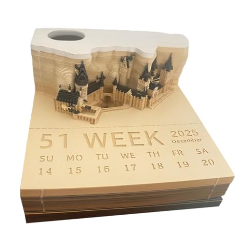 3D-Kunstkalender 2025, Zeitmess-Kalender, 3D-Kalender, Papierschnitzerei, Kunst, Notizblock, Papierskulptur-Kalender, Heimdekoration, für Weihnachten, Einweihung, Desktop-Dekoration von Imtrub