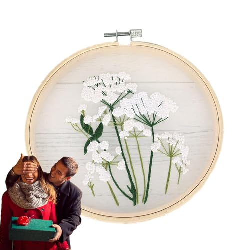 Imtrub Blumen-Stickset, Stickset für Anfänger | Stickerei-Blumenmuster-handgemachtes Set mit Musteranleitung,Handstickzubehör mit Reifen, Stoff, Fäden, Nadeln und Nadelspitzen-Bastelset für Erwachsene von Imtrub