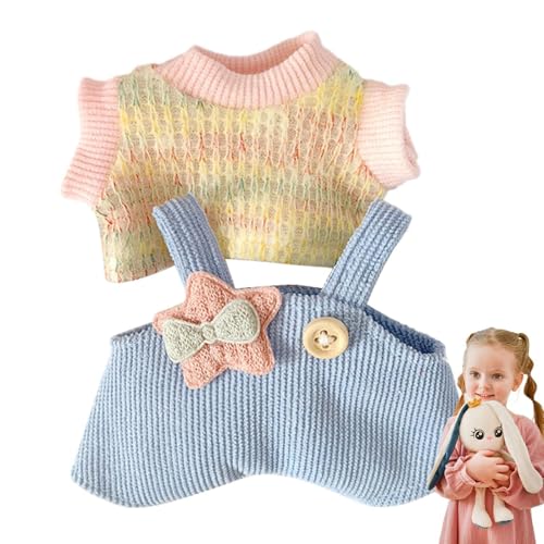 Imtrub Plüschpuppenkleidung,Babypuppenkleidung, Kreativer Plüsch-Puppenoverall, modisches Puppen-Outfit, Weiches Puppenspielzeug, Kleidung, Puppenkleidung, Zubehör für 15 cm große Plüschpuppen von Imtrub