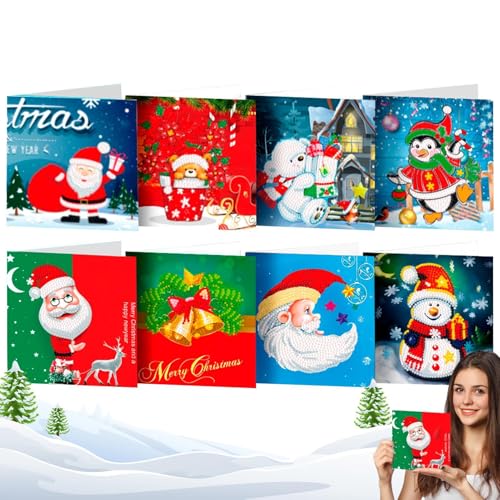 Imtrub Strass-Malerei-Weihnachtskarten, Strass-Bastelkarten-Kits – Weihnachts-Strass-Malerei-Grußkarten für Kinder, Mädchen, , Erwachsene, Freunde von Imtrub