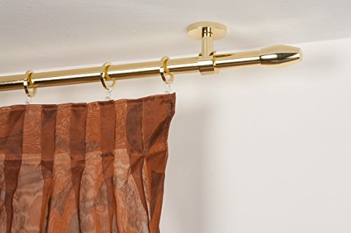 Gardinenstange Ø 20 mm, Länge: 260 cm, glanz Messing – komplett von InCasa