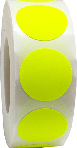 Fluoreszierende Gelbe Kreis Aufkleber, 19 mm 3/4 Zoll Punkt Etiketten 500 Packung von InStockLabels.com