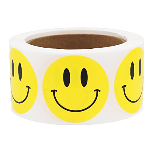 Happy Face Aufkleber Yellow Happy Face Labels 2 Zoll 500 Gesamt Adhesive Aufkleber von InStockLabels.com