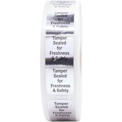 InStockLabels 500 Metallic Silver Tamper Evident Food Seal Aufkleber Etiketten für Lebensmittelbehälter (1,9 x 8,9 cm) von InStockLabels.com