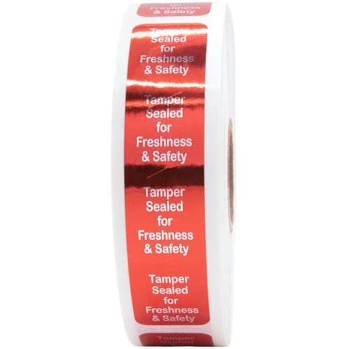 InStockLabels 500 Stück Metallic Red Tamper-Evident Food Seal Aufkleber Etiketten für Lebensmittelbehälter (1,9 x 8,9 cm) von InStockLabels.com